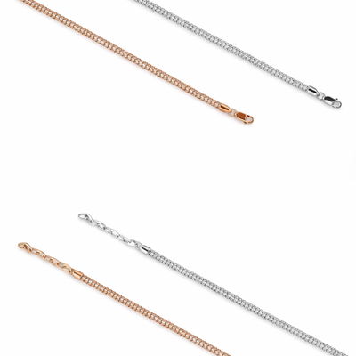 Mesh Chain Classic Rose Gold Plated 925 Sterling Silver Chain Bracelet