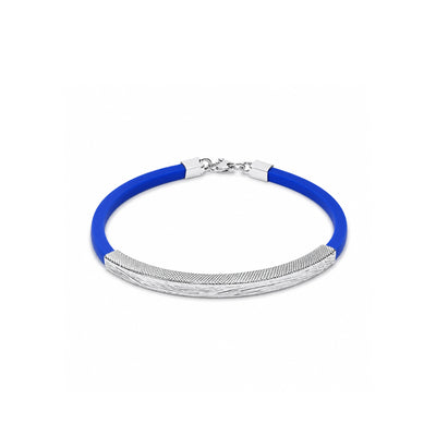 925 Sterling Silver Men's Bracelet Blue Wrist Band for Men