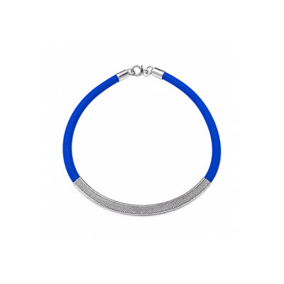 925 Sterling Silver Men's Bracelet Blue Silicone Wrist Band for Men
