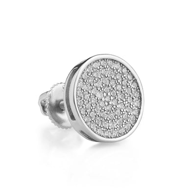 925 Sterling Silver Men's Round Stud Earring