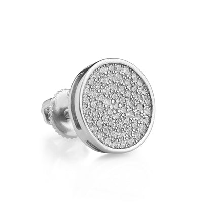 925 Sterling Silver Men's Round Stud Earring