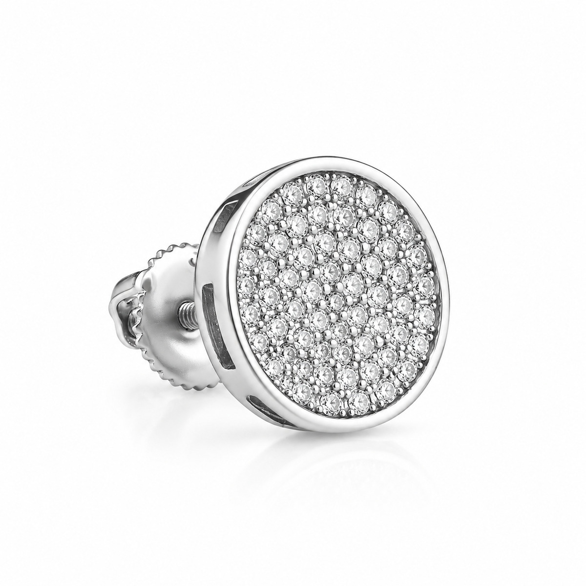 925 Sterling Silver Men's Round Stud Earring