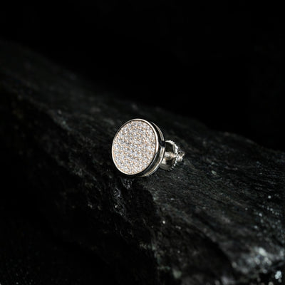 925 Sterling Silver Men's Round Stud Earring