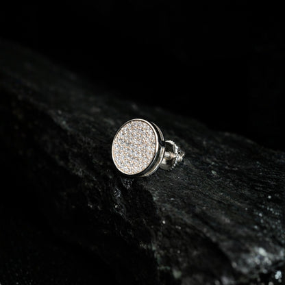 925 Sterling Silver Men's Round Stud Earring
