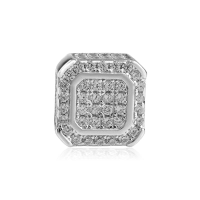 Luxurious 92.5 Sterling Silver Square CZ Stud Earring