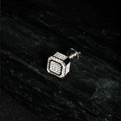 Luxurious 92.5 Sterling Silver Square CZ Stud Earring