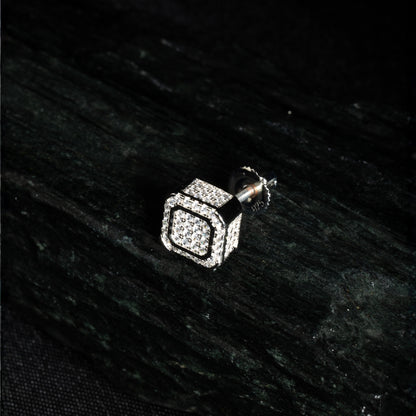 Luxurious 92.5 Sterling Silver Square CZ Stud Earring