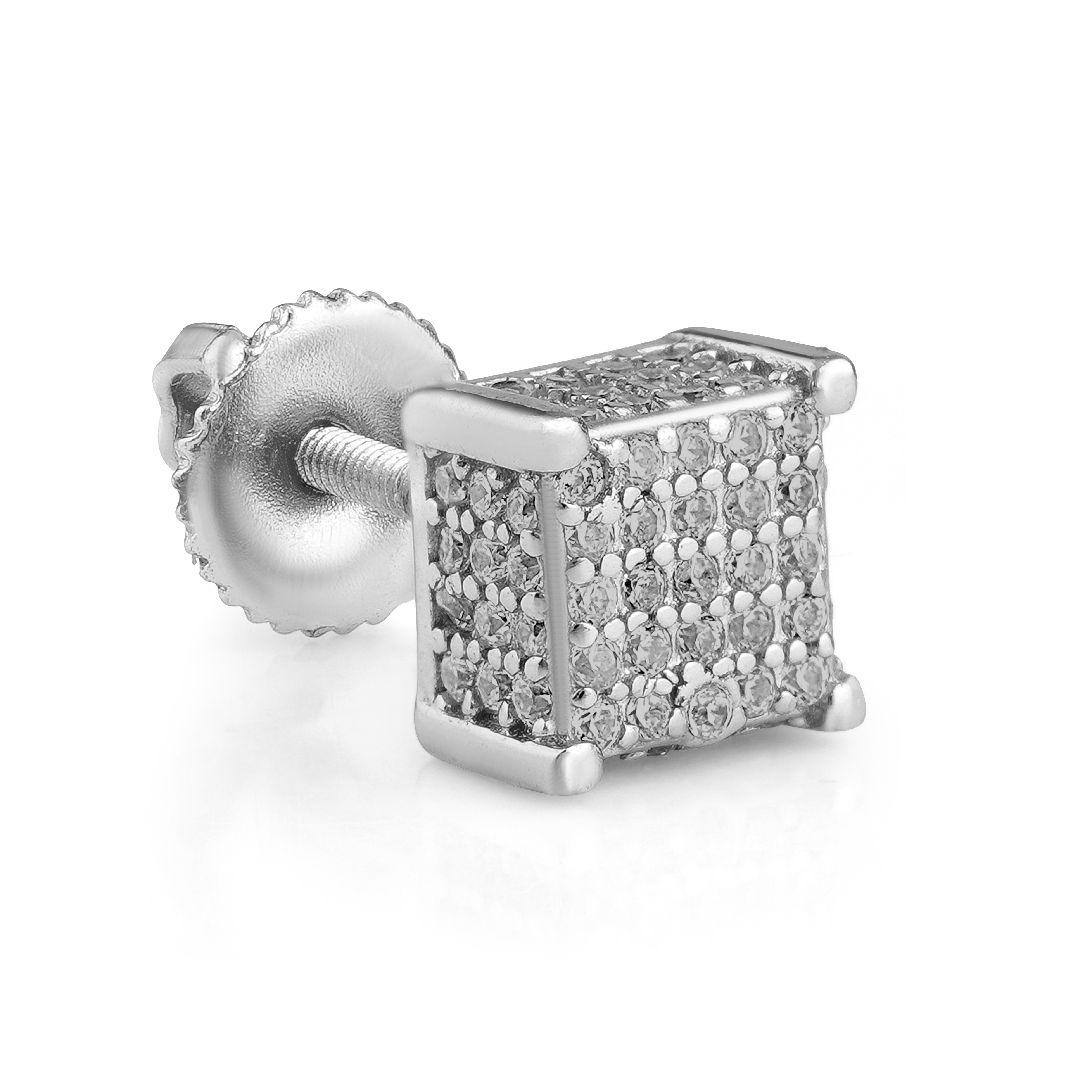 3D Cube Stud CZ Earrings for Men