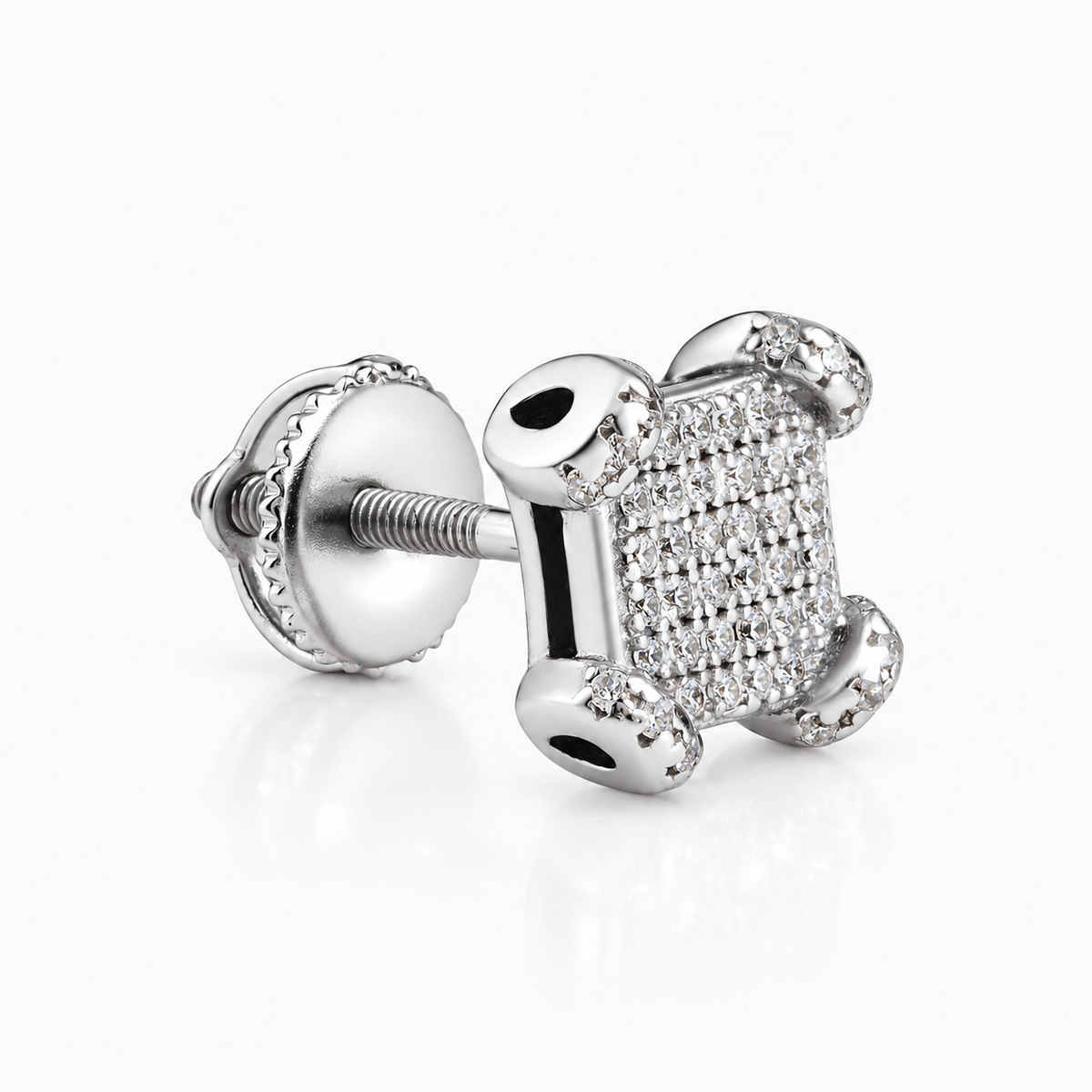 Classic Men’s CZ Sterling Silver Bling Earring