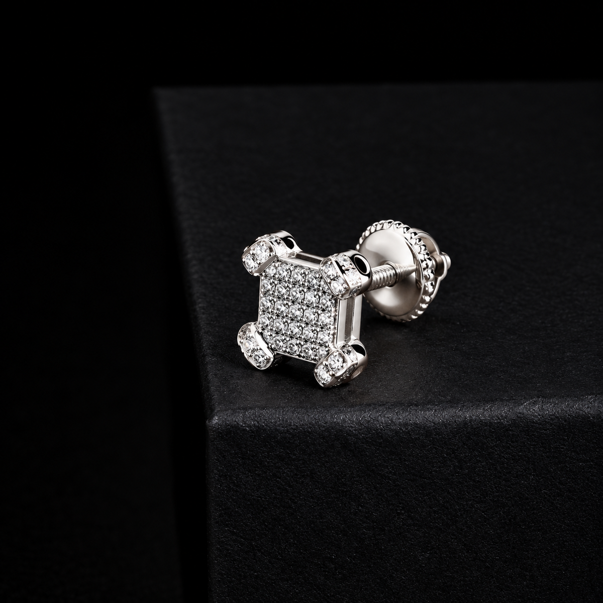 Classic Men’s CZ Sterling Silver Bling Earring