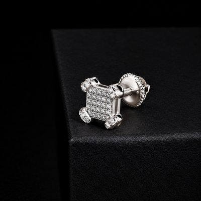 Classic Men’s CZ Sterling Silver Bling Earring