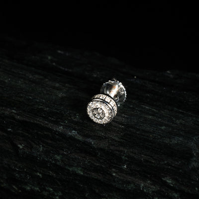 Round Solitaire CZ Ear Stud For Him