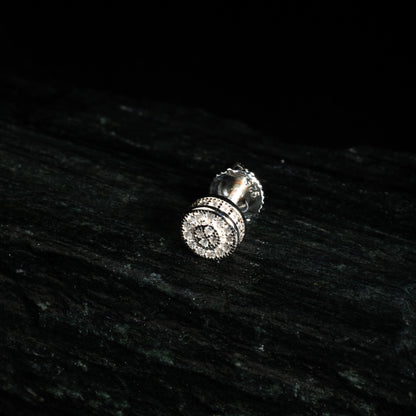 Round Solitaire CZ Ear Stud For Him