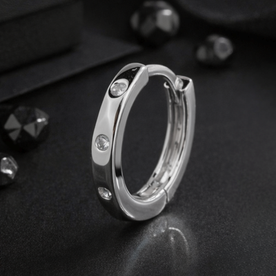925 Sterling Silver Orion Spark Mens Stylish Huggie
