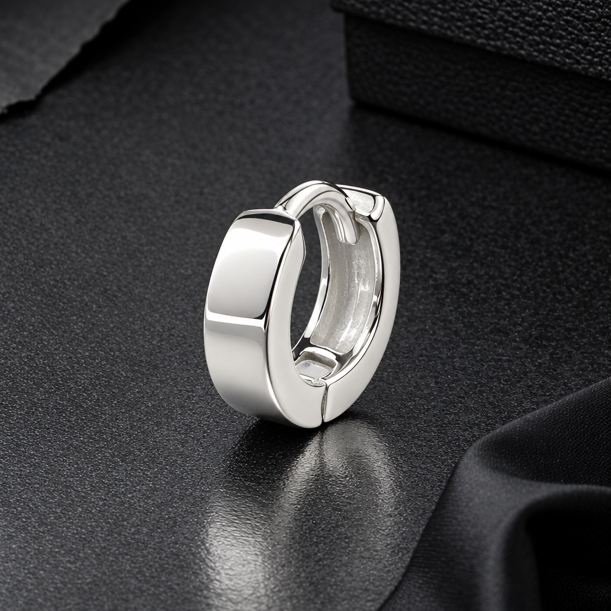Argentum Bold Band Solid 925 Sterling Silver Men's Hoop