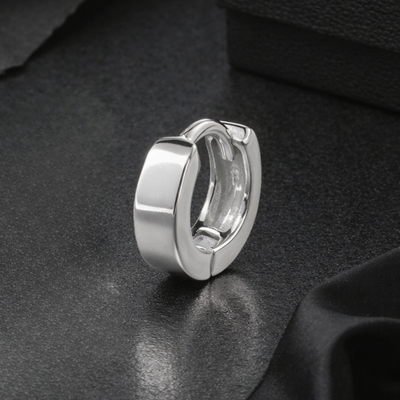 Argentum Bold Band Solid 925 Sterling Silver Men's Hoop