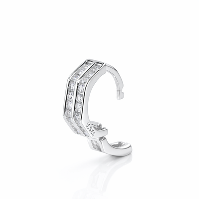 Dual Row Stylish Cubic Zirconia 925 Silver Hoops
