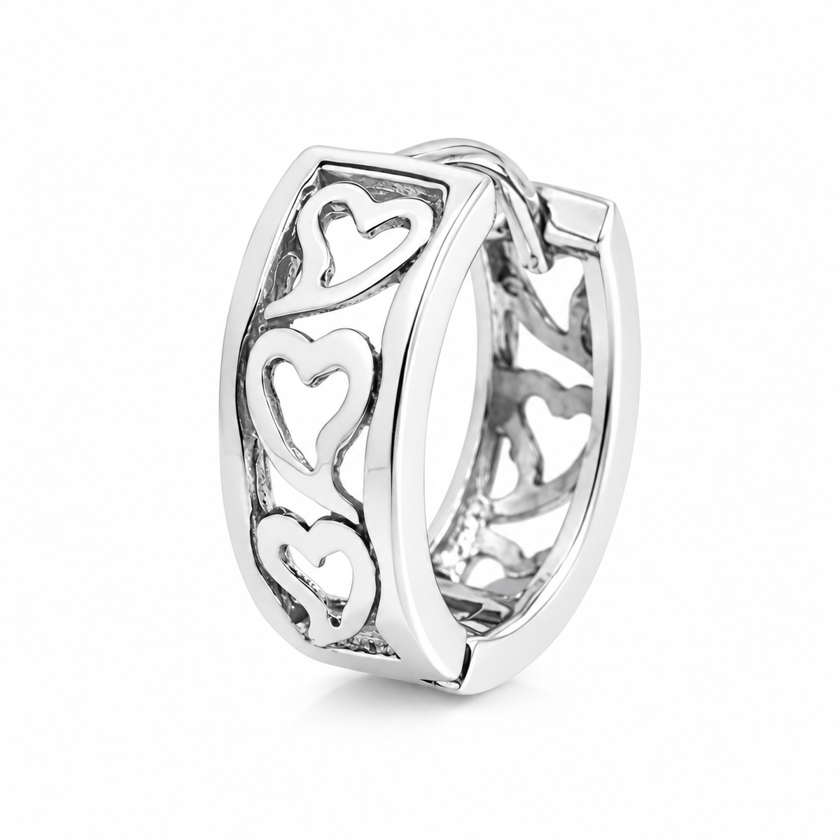 Men's 925 Sterling Silver Stylish Heart Huggie Hoop