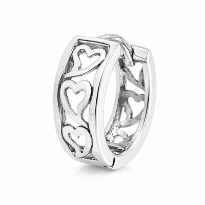 Men's 925 Sterling Silver Stylish Heart Huggie Hoop