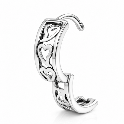 Men's 925 Sterling Silver Stylish Heart Huggie Hoop