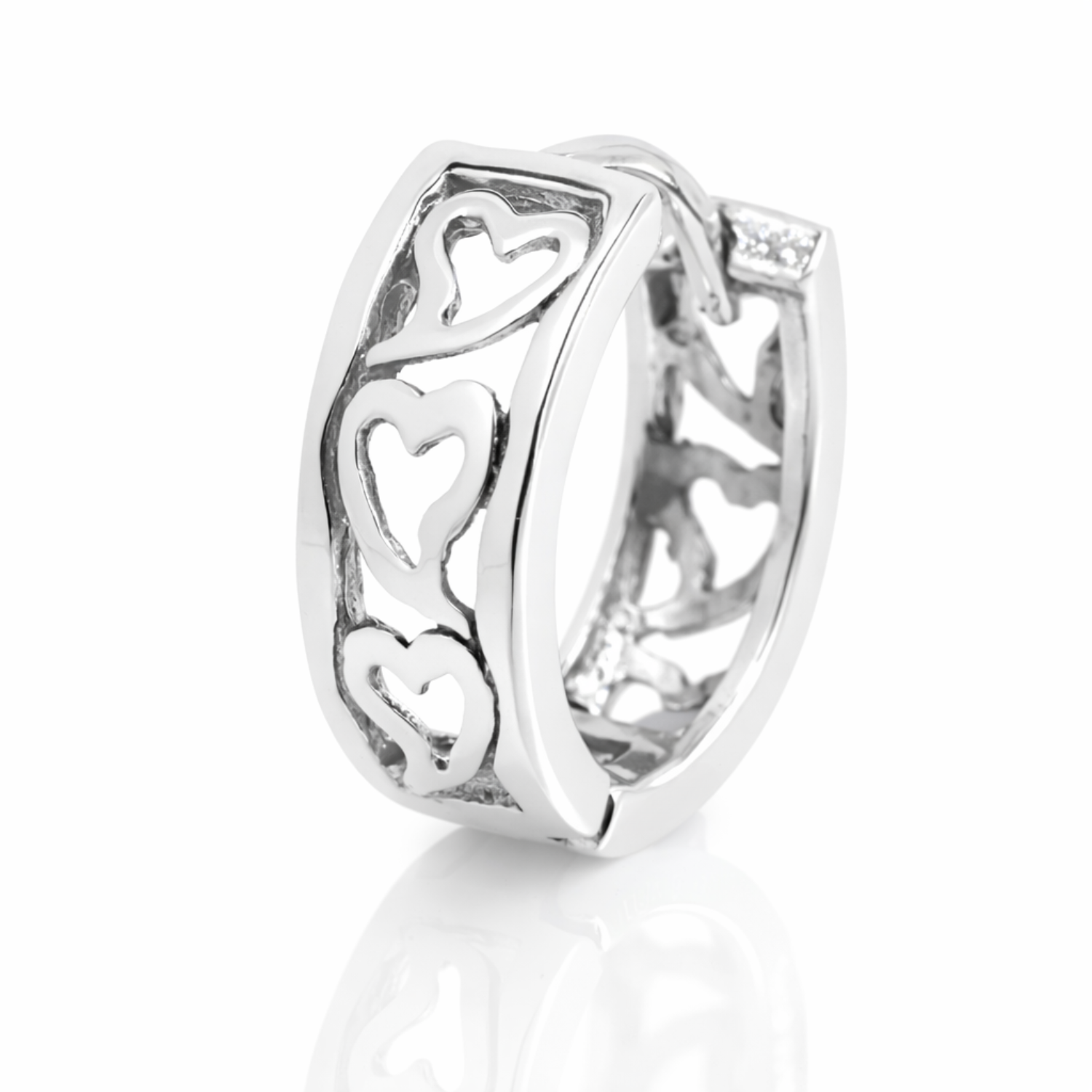 Men's 925 Sterling Silver Stylish Heart Huggie Hoop
