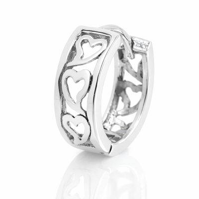 Men's 925 Sterling Silver Stylish Heart Huggie Hoop