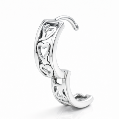 Men's 925 Sterling Silver Stylish Heart Huggie Hoop