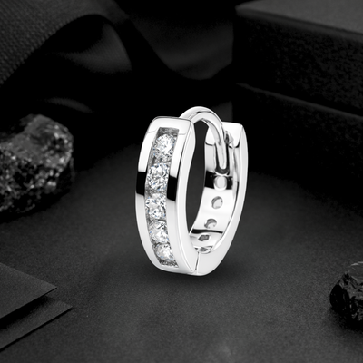 Men's 925 Sterling Silver Stylish Round Huggie Hoop