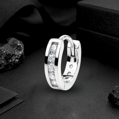 Men's 925 Sterling Silver Stylish Round Huggie Hoop