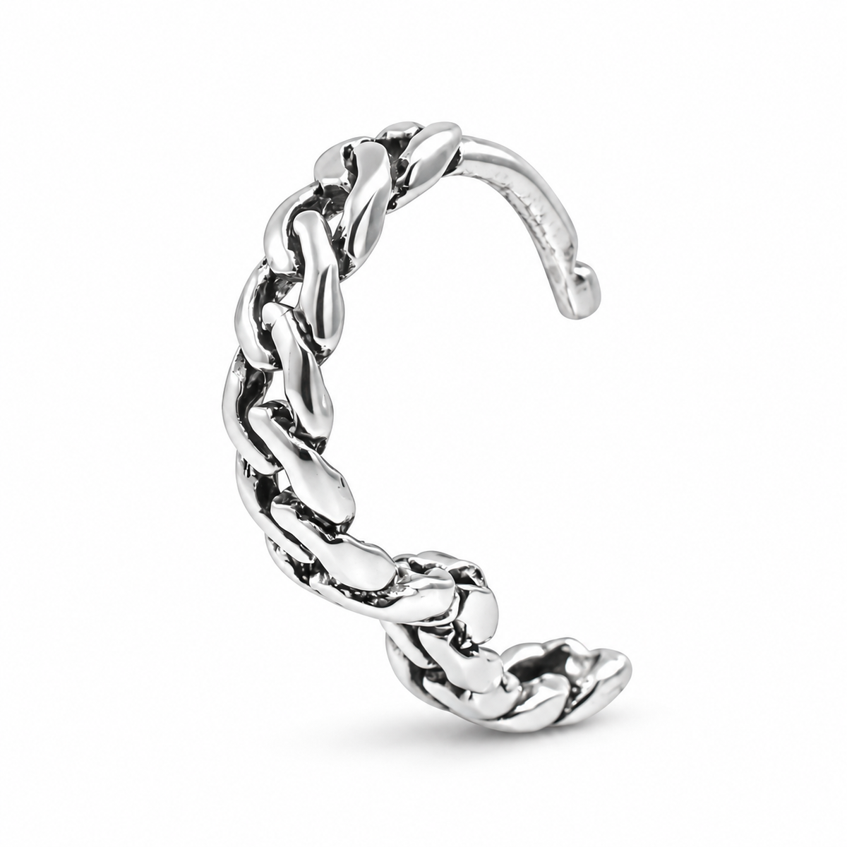 925 Sterling Silver Cuban Link Huggie Hoop Earrings