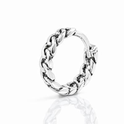 925 Sterling Silver Cuban Link Huggie Hoop Earrings