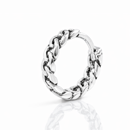 925 Sterling Silver Cuban Link Huggie Hoop Earrings