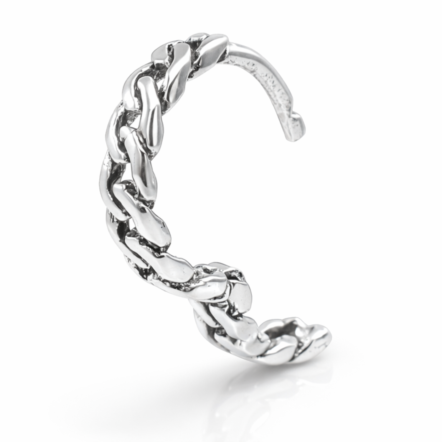 925 Sterling Silver Cuban Link Huggie Hoop Earrings