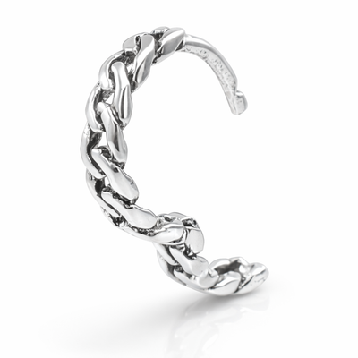 925 Sterling Silver Cuban Link Huggie Hoop Earrings