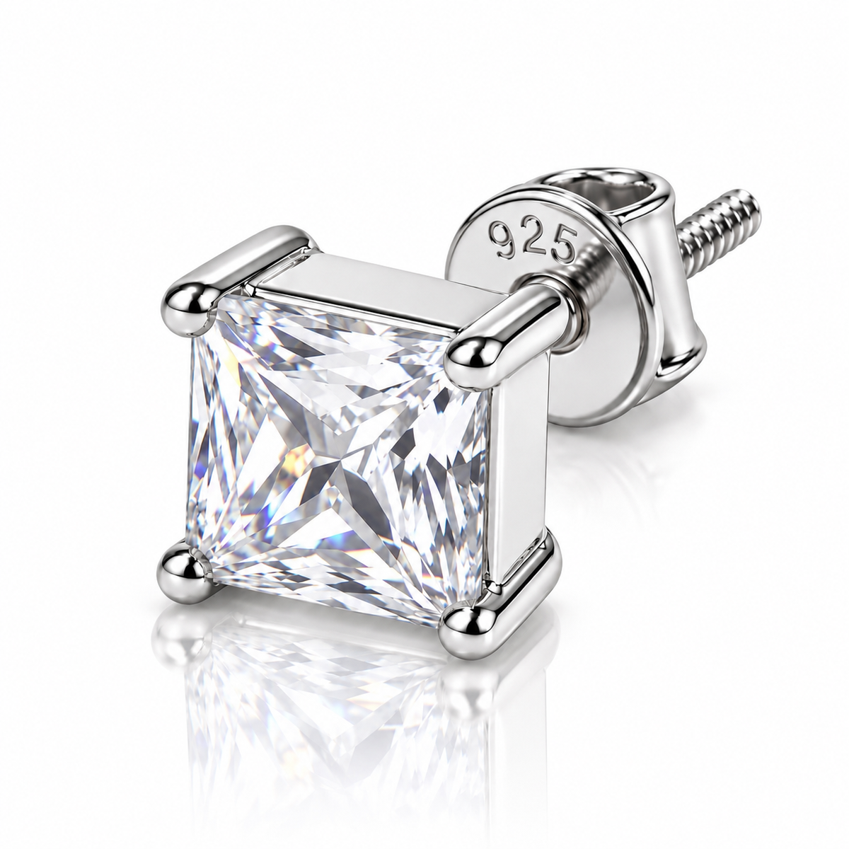 Square Clear Stone Stud Earring