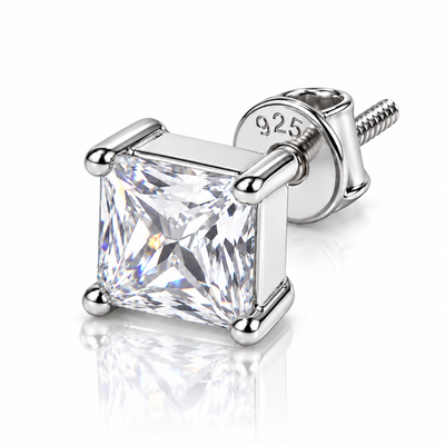Square Clear Stone Stud Earring