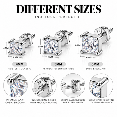 Square Clear Stone Stud Earring