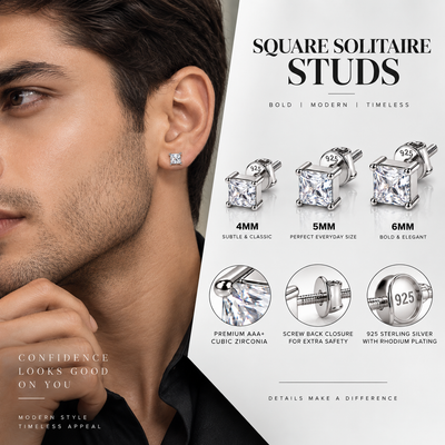 Square Clear Stone Stud Earring