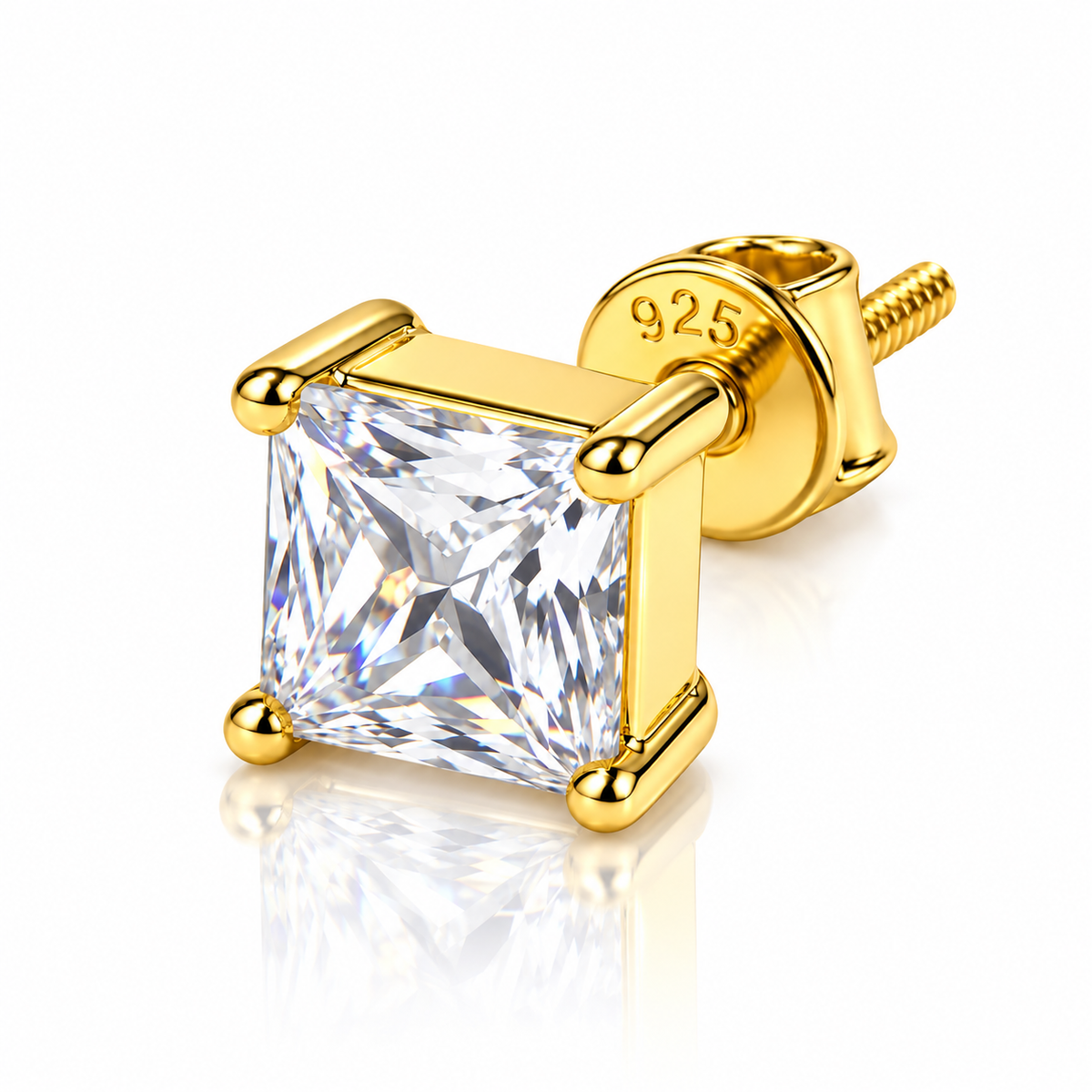 Square Clear Stone Stud Earring