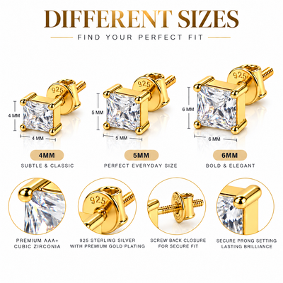 Square Clear Stone Stud Earring