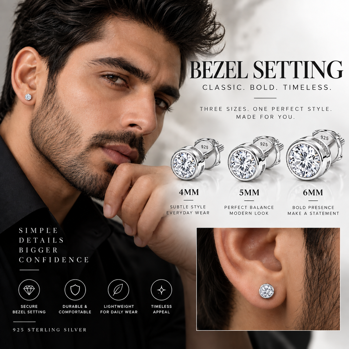 Round Clear Stone Stud Earring