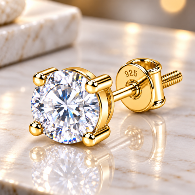 Round Solitaire Stud Earring