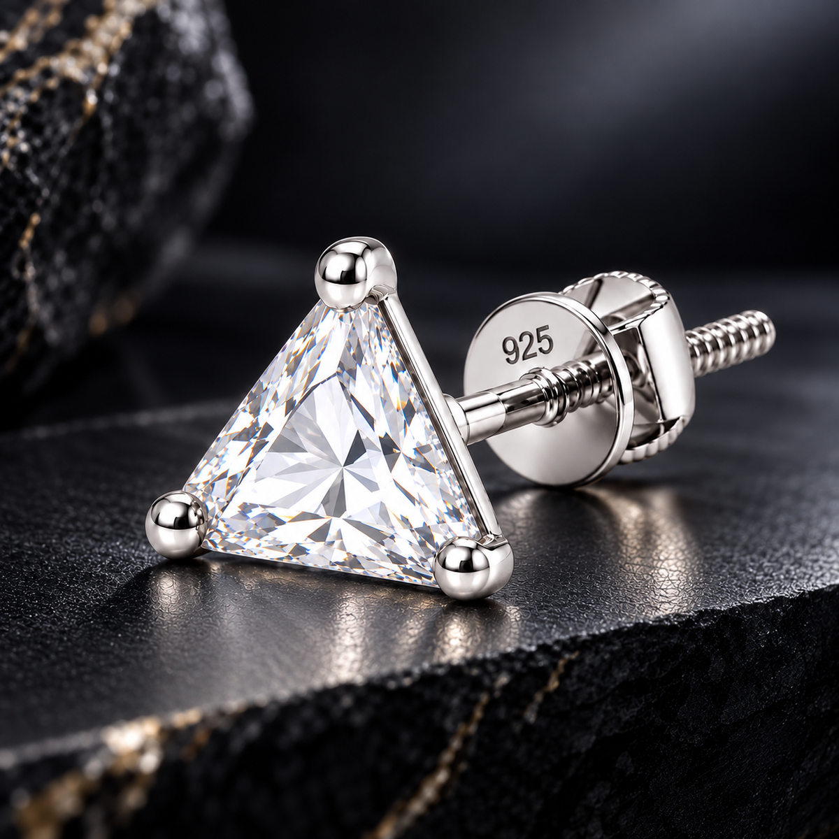 Triangle Clear Stone Stud Earring