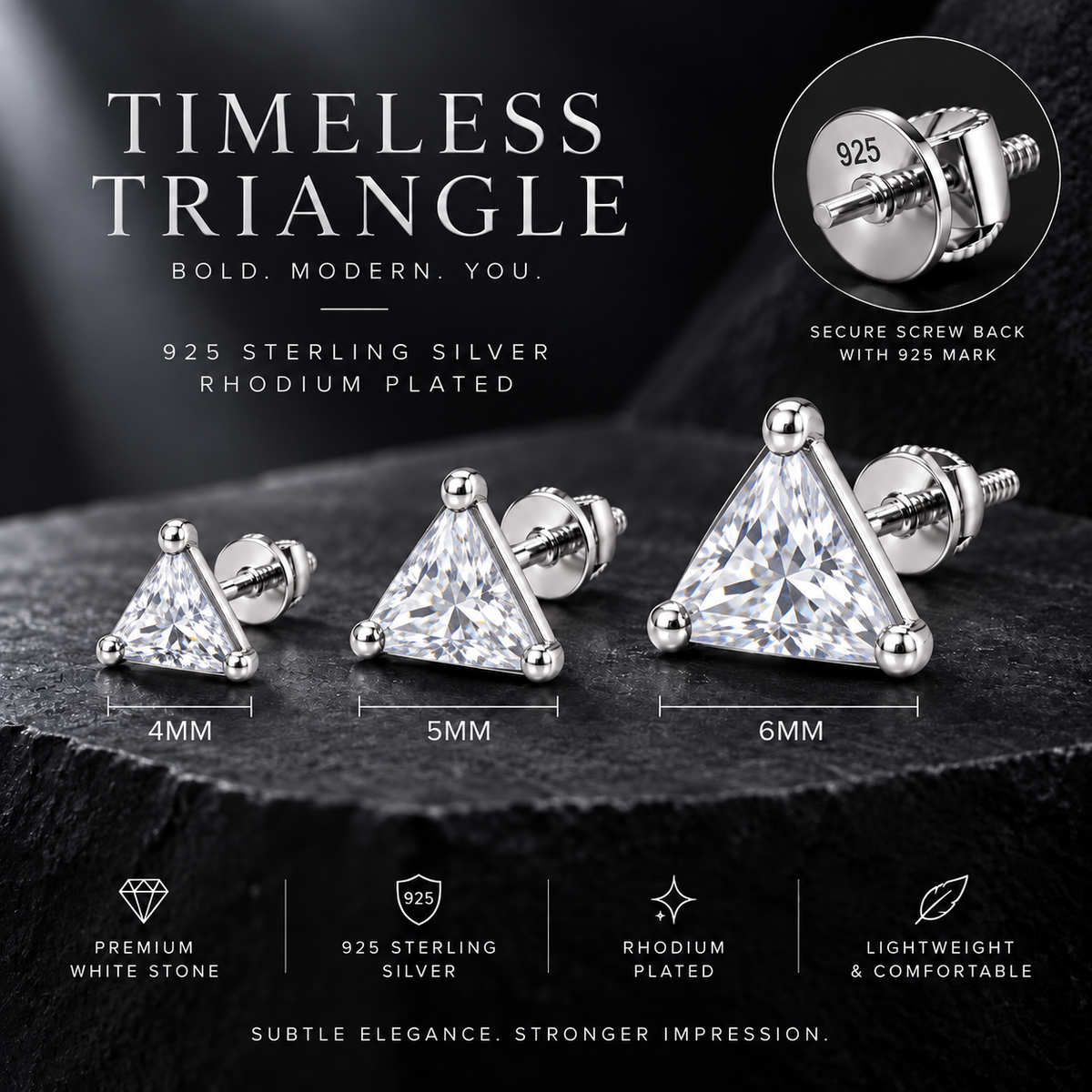 Triangle Clear Stone Stud Earring