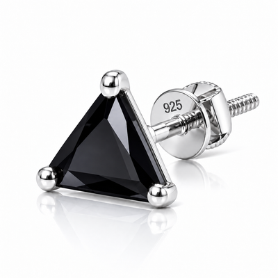 Triangle Black Stone Stud Earring