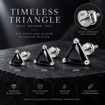 Triangle Black Stone Stud Earring