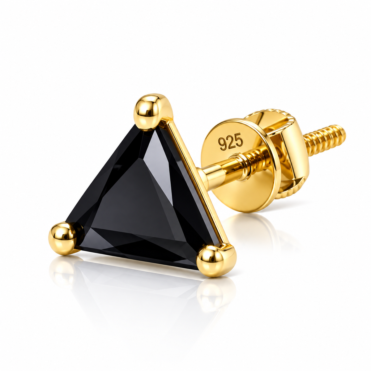 Triangle Black Stone Stud Earring