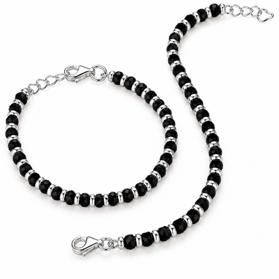 Swoke 925 Sterling Silver Baby Nazariya Bracelet with Black Beads