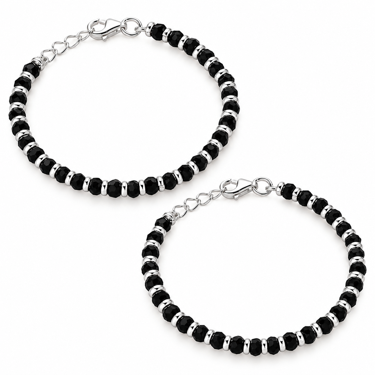 Swoke 925 Sterling Silver Baby Nazariya Bracelet with Black Beads