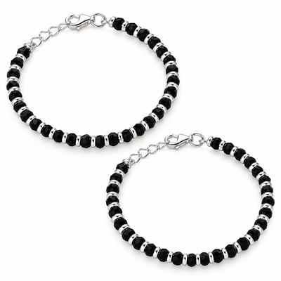Swoke 925 Sterling Silver Baby Nazariya Bracelet with Black Beads
